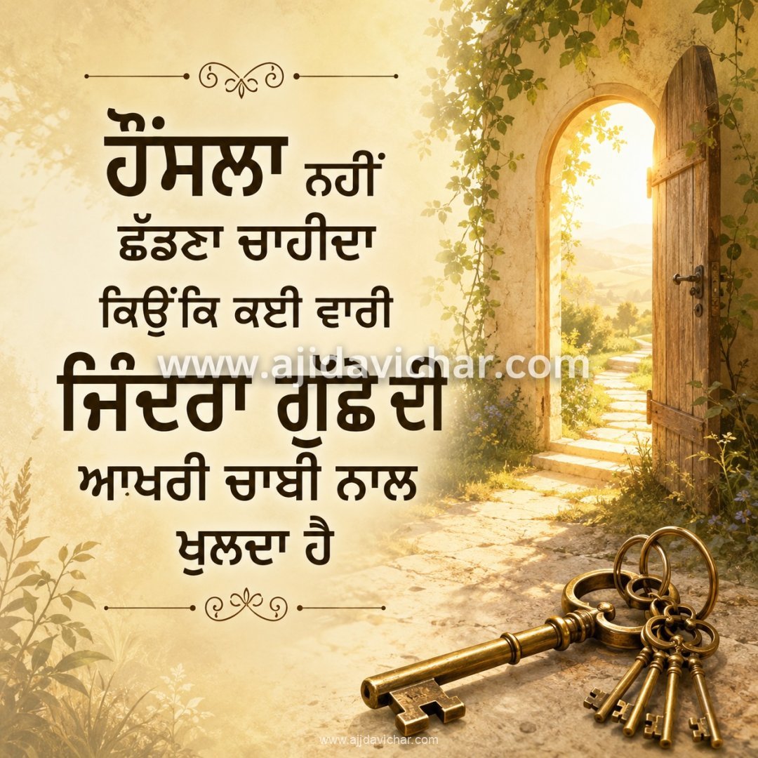 Haunsla nahi chhaddna chaheeda kyunki kai vaari jindra guchhe di aakhri chaabi naal khulda hai.