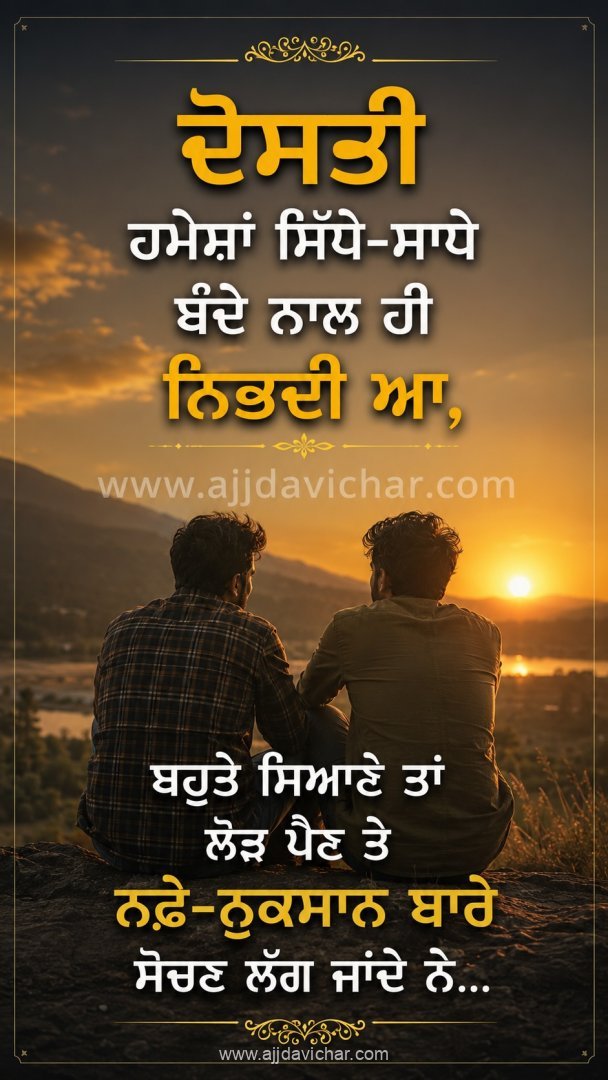 Dosti hamesha siddhe-saadhe bande naal hi nibhdi aa, bahute sianey taan lor pain te nafe-nuksaan baare sochne lag jaande ne.